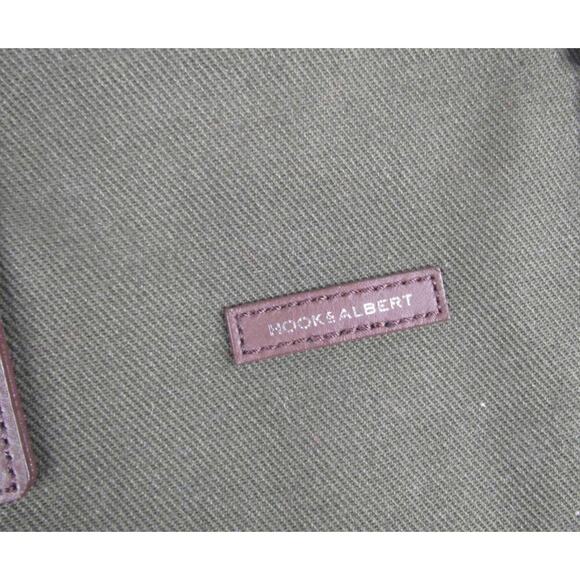 Hook & Albert Twill Garment Weekender Bag Green Canvas Leather Duffle- Rare - Picture 2 of 11